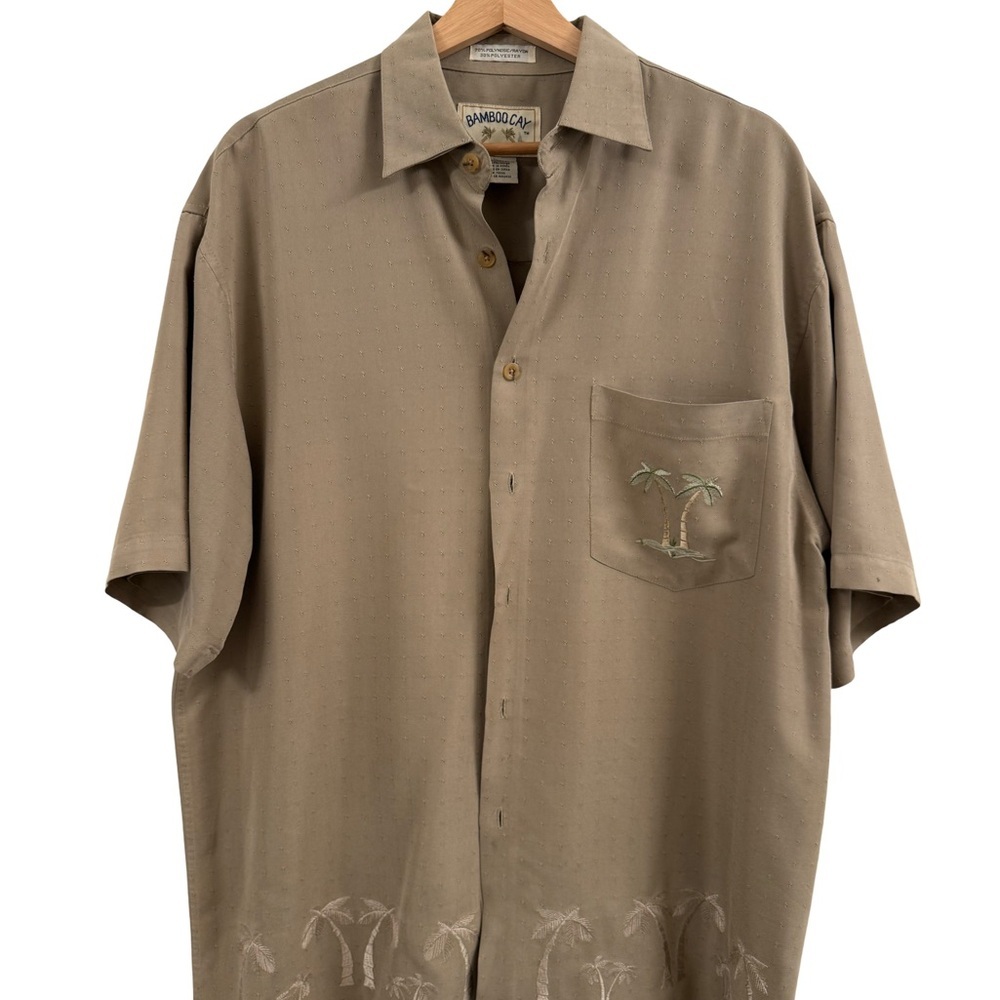 BAMBOO CAY Men's Brown Shirt with Palm Embroidery